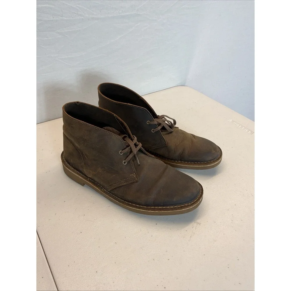 Clarks Bushacre 2 Mens Size‎ 9.5 Brown Classic Leather Ankle Chukka Boots Shoes